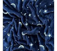Textrend, Pile al Metro per Bambini, Morbido e Felpato, Tessuto Caldo in Pile, Stoffa 1x1,6m (Lune Su Sfondo Blu Scuro)