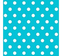 Textrend, tessuto di cotone a metraggio, 100% cotone, morbido, tessuto 1x1,6m, patchwork, per cucire, tessuto a metraggio, per bambini, puntini (Bianco su sfondo turchese)