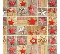 Textrend, tessuto di cotone a metro, 100% cotone, morbido, tessuti 1x1,6m, patchwork, Stoffa per cucire, tessuto a metraggio, Natale (Stelle rosse patchwork natalizie su cartone beige)