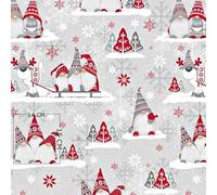 Textrend, tessuto di cotone a metro, 100% cotone, morbido, tessuti 1x1,6m, patchwork, Stoffa per cucire, tessuto a metraggio, Natale (Elfo di Natale con renna rossa su sfondo grigio)