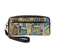 Texture colorata della pelle di serpente, Borsa per il trucco Borsa per cosmetici Borsa da viaggio portatile da toilette Astuccio in pelle per donne e ragazze