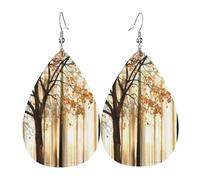 Texture leggera di lusso, adatti per l'uso quotidiano, orecchini per feste e appuntamenti con foglie arancioni del bosco, orecchini in pelle a forma di goccia stampati