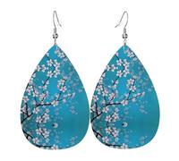 Texture leggera e lussuosa: adatti per l'uso quotidiano, orecchini per feste e appuntamenti con fiori di ciliegio giapponesi stampati orecchini in pelle a forma di goccia