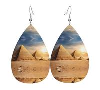 Texture leggera e lussuosa: adatti per l'uso quotidiano, orecchini per feste e appuntamenti con piramide egiziana nel deserto, orecchini in pelle a forma di lacrima