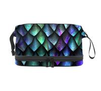 Texture of Dragon Scales, trousse a doppio strato, per donne e ragazze, trousse da viaggio per trucchi, pratica borsa organizer con scomparto per pennelli, Multi, 27x15x14 cm/10.6x5.9x5.5 in, Beauty