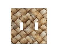 Texture of Wicker Basket Beige Colori Doppia Gang Toggle Light Cover Wall Plate Switch Decor Dimensioni standard - 11,4 x 11,4 cm