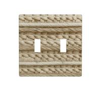 Texture of Woven Beige Doppia Gang Toggle Light Cover Wall Plate Switch Decor Dimensioni standard - 11,4 x 11,4 cm