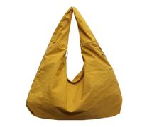 Textured Draped Tote Bag, Fashion Shoulder Pouch, Soft Nylon Material, Softie Straps and Lightweight Build for Daily Comfort, Large Capacity Design, Ideal to College, Travel, giallo, Se référer au