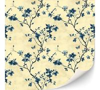 TexturKontor 3 fogli di carta da parati autoadesiva per case delle bambole scala 1:12 (fiori blu seppia)