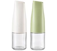 Texvora 2 bottiglie automatiche per olio d'oliva a chiusura aperta, set da cucina, modello in vetro e plastica, 500 ml, colori bianco e verde, a prova di perdite e pulizia senza sforzo