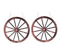 Texvora 2 pezzi stile fattoria in legno Wagon Wheel Wall Art, 11.8 In Hanging Decor per la casa, ornamento leggero