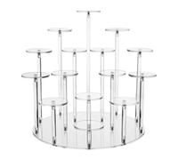 Texvora Alzata per cupcake con luci a LED, torre da dessert rotonda in acrilico a 6 ripiani, espositore trasparente per feste di nozze, base per torta da 30 cm, decorazione per tavolo da dessert