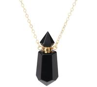 Texvora Collana con diffusore di oli essenziali, ciondolo in agata nera con catena dorata, ciondolo per aromaterapia da donna, collana unica con fragranza aromatica, elegante e funzionale, con