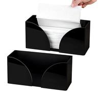 Texvora Confezione da 2 portatovaglioli in acrilico nero, dispenser di fazzoletti per un facile accesso sui piani di lavoro, organizer per tovaglioli rettangolari per ufficio, casa, cucina e bagno