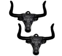 Texvora Ganci da parete vintage a testa di toro, appendiabiti rustici da cowboy, in ghisa con design europeo, facili da installare
