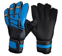 Texvora Guanti da portiere con protezione per le dita, in lattice antiscivolo per partite e allenamento, design traspirante, doppio supporto per il polso, blu, taglia 8, adatti per palmo di 18-19 cm