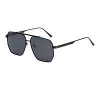 Texvora Occhiali da sole polarizzati poligonali oversize, montatura nera, lenti grigie, stile retrò, design a doppio ponte, protezione solare, include scatola in pelle e panno, per donne e uomini