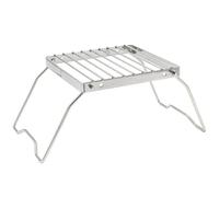 Texvora Supporto regolabile per barbecue da campeggio, griglia pieghevole in acciaio inox per cucinare all'aperto, perfetto per barbecue, viaggi in campeggio e uso con braciere
