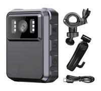 Texvora Telecamera per il corpo, 2K WiFi L9, impermeabile, per moto, sport, DVR, batteria da 1800 mAh, grandangolo a 150°, audio e visione notturna, memoria da 32 GB, supporto regolabile, per