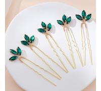 Teyglen 5 forcine per capelli da sposa con strass verdi, semplici forcine per capelli da sposa, accessori per capelli da donna (verde)