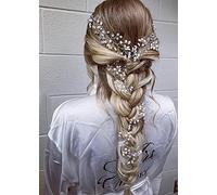 Teyglen Cerchietto per capelli da sposa con perle di cristallo a forma di vite per capelli lunghi in argento, realizzato a mano, per capelli da sposa, accessori per capelli da sposa, gioielli per capelli per donne e ragazze (argento)