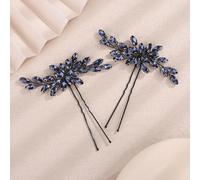 Teyglen Forcine per capelli da sposa con strass blu, semplici forcine per capelli da sposa, per matrimoni, festival, Halloween, accessori per capelli da donna (blu inchiostro)