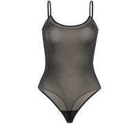 Teyli Body Donna - Body a Spalline con Perizoma - In Rete Trasparente ed Elasticizzata, Perfettamente Adattabile alla Silhouette. Nero XS