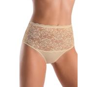 Teyli Mutande Donna in Cotone - Vita Alta con Pannello in Pizzo Floreale - Comode e Traspiranti. Beige L