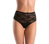 Teyli Mutande Donna in Cotone - Vita Alta con Pannello in Pizzo Floreale - Comode e Traspiranti. Nero M