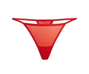 Teyli Perizoma Donna - Tanga Classico con Pannello in Rete Delicata. Rosso S/M