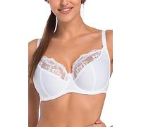 Teyli Reggiseno Donna - Reggiseni Donna in Poliammide con Ferretto, Spalline Regolabili e Finiture in Pizzo - Reggiseno per Seno Grande a Sostegno Forte Bianco 5M