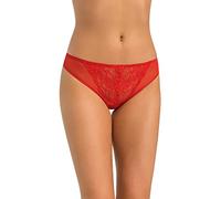Teyli - Slip Classici da Donna in Rete con Pannello Anteriore in Pizzo - Intimo Elegante dal Tocco Sensuale. Rosso S