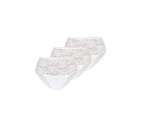 Teyli Slip da Donna in Cotone, a Vita Alta, con Pizzo, Confezione da 3, Bianco, M