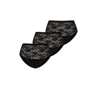 Teyli Slip da Donna in Cotone, a Vita Alta, con Pizzo, Confezione da 3, Nero, M