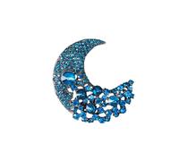 Teyolo Spilla da donna con strass e luna/sole, per festa della mamma, spilla da donna con cristalli celesti, accessori per abiti eleganti, accessori per abiti sole/luna, spille da bavero gioielli