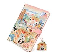 TEYOUQU City Travel Notebook, 5“ x 7” PU Cover Magnetic Closure Work Notebook, 196 Pages Cute Diary for Women, Ideal for School and Office Notes, Panda Theme