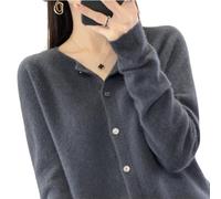 TeysHa Maglione Cardigan in Cashmere da Donna, Maglione Cardigan a Maniche Lunghe Abbottonato Girocollo in Lana (Large,Dark Gray)