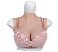 TEYVIYI Pettorale realistico in silicone, con coppa di fiori, forma del seno B-H, imitando la trama della pelle per Crossdresser Drag Queen Cosplay, Cotone bianco avorio, C