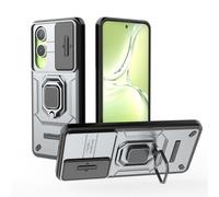 TEYYOS Cover Armatura per OnePlus Nord CE4 Lite/CE 4 Lite 5G, Custodia Antiurto con Coperchio Scorrevole e Staffa - Grigio