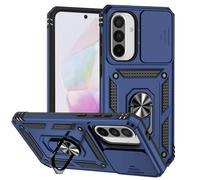 TEYYOS Cover Armatura per Samsung Galaxy A56 5G, Custodia Antiurto con Coperchio Scorrevole e Staffa - Blu