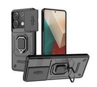 TEYYOS Cover Armatura per Xiaomi Redmi Note 13 5G, Custodia Antiurto con Coperchio Scorrevole e Staffa - Nero