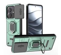 TEYYOS Cover Armatura per Xiaomi Redmi Note 14 5G, Custodia Antiurto con Coperchio Scorrevole e Staffa - Verde