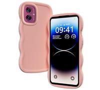 TEYYOS Cover per Motorola Moto G55 5G, Custodia in Silicone Morbido a Forma di Telaio Ondulato Carino Cover, Anti-Caduta, Anti-Impronte Custodia Antiurto Case, Rosa
