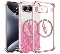 TEYYOS Cover per OnePlus Nord 4 5G, Custodia Protettiva Ibrida Trasparente con Glitter Elettroplaccato, Copertura Paraurti in TPU Antigraffio e Antiurto Ultra-Sottile Case, Rosa