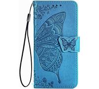 TEYYOS Farfalla Custodia Folio per Honor 200 PRO, Cover in PU/TPU Pelle Flip Portafoglio con Contanti e Schede Slot, Telefono Case Custodie - Blu
