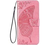 TEYYOS Farfalla Custodia Folio per TCL 40 XE/TCL 40X/TCL 40 NxtPaper 5G, Cover in PU/TPU Pelle Flip Portafoglio con Contanti e Schede Slot, Telefono Case Custodie - Rosa