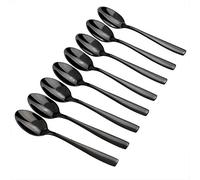 Teyyvn Demitasse - Set di 8 cucchiaini da caffè in acciaio inox, colore: nero