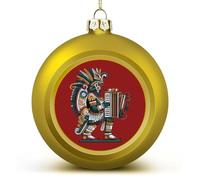 Tezcatlipoca - Grande palla di Natale da appendere, motivo dio azteco, decorazione infrangibile per albero di Natale