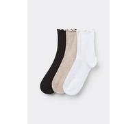 Tezenis 3 Paia Calzini Corti in Cotone Punto Bambola Donna Donna Nero Taglia TU