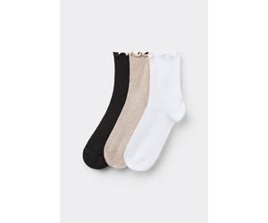 Tezenis 3 Paia Calzini Corti in Cotone Punto Bambola Donna Donna Nero Taglia TU